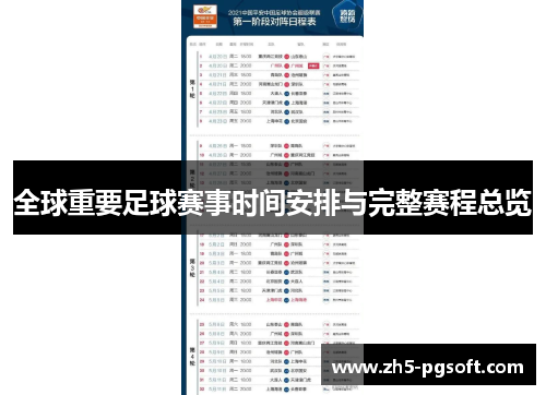 全球重要足球赛事时间安排与完整赛程总览